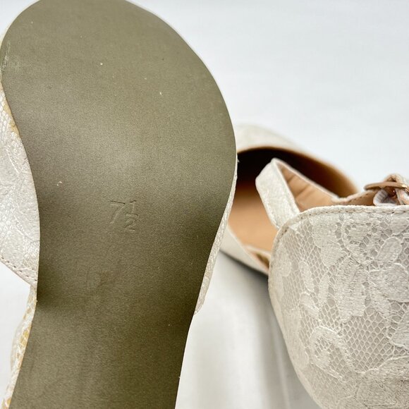 FSJ White Lace Round Toe Kitten Heel Ankle Strap Pump Office Prom Dress Shoes - Picture 5 of 7